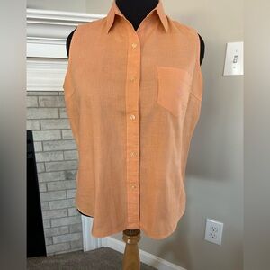 Lauren Sleeveless Linen Shirt in Peach